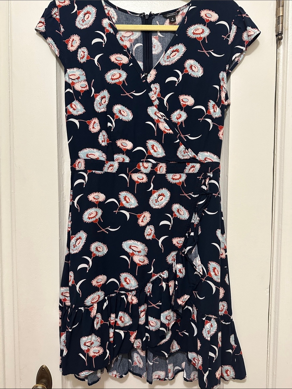 Navy Floral Wrap Dress